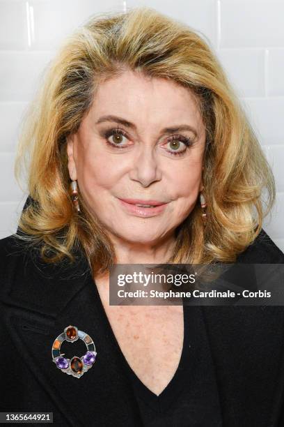 Catherine Deneuve attends the Ami Fall/Winter 2022/2023 show as part of Paris Fashion Week on January 19, 2022 in Paris, France.