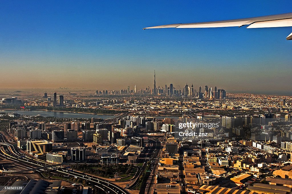 View of Dubai from aeroplane