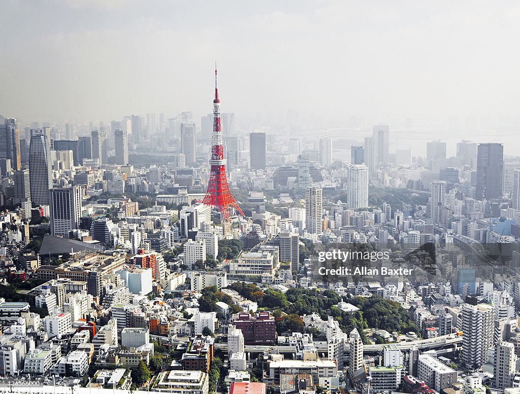 View over Tokyo with Tokyo tower
