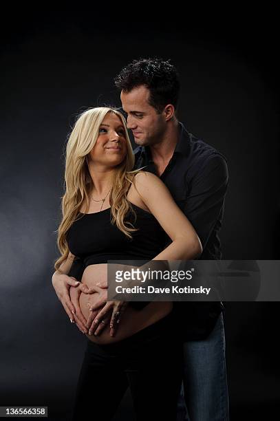 Jerseylicious TV Personality Jackie Bianchi and Husband Carmen Bianchi attend a maternity photo session on January 7, 2012 in Little Falls, New...