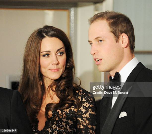 Catherine, Duchess of Cambridge and Prince William, Duke of Cambridge, arrive at the UK Premiere of 'War Horse' at Odeon Leicester Square on January...