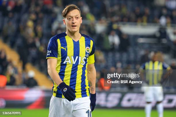 Mesut Ozil of Fenerbahce SK during the Super Lig match between Fenerbahce and Altay at Sukru Saracoglu Stadium on January 19, 2022 in Istanbul, Turkey