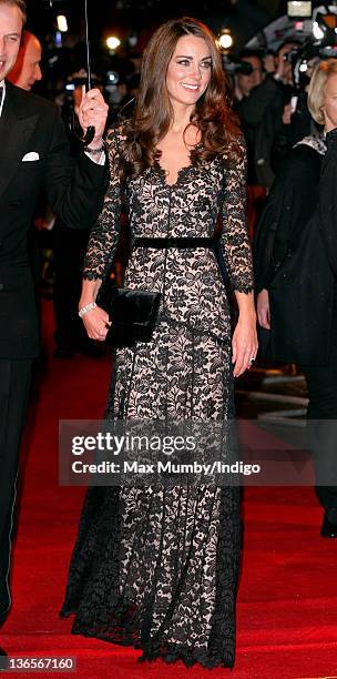 Catherine, Duchess of Cambridge attends the UK premiere of War Horse at Odeon Leicester Square on January 8, 2012 in London, England.