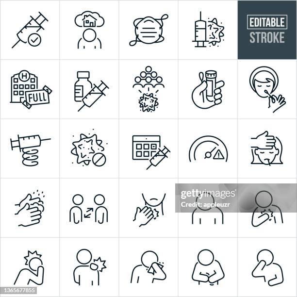 bildbanksillustrationer, clip art samt tecknat material och ikoner med viral illness thin line icons - editable stroke - ansträngning