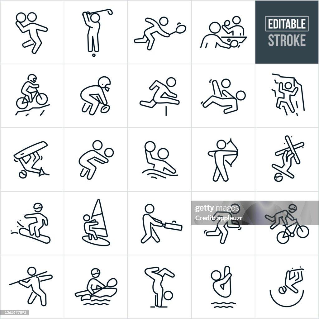 Sports Thin Line Icons - Editable Stroke