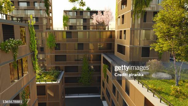 green buildings - modern architecture stock pictures, royalty-free photos & images