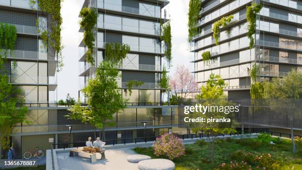 green living complex - rooftop garden stock pictures, royalty-free photos & images