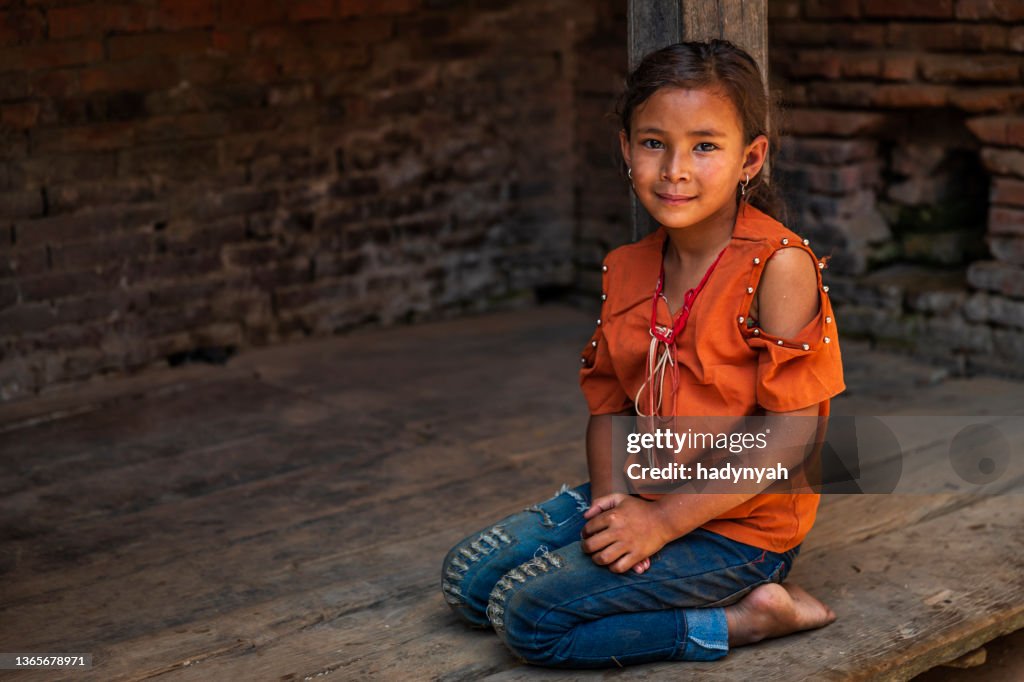 Portrait of young Nepali girl in Bhaktapur, Nepal