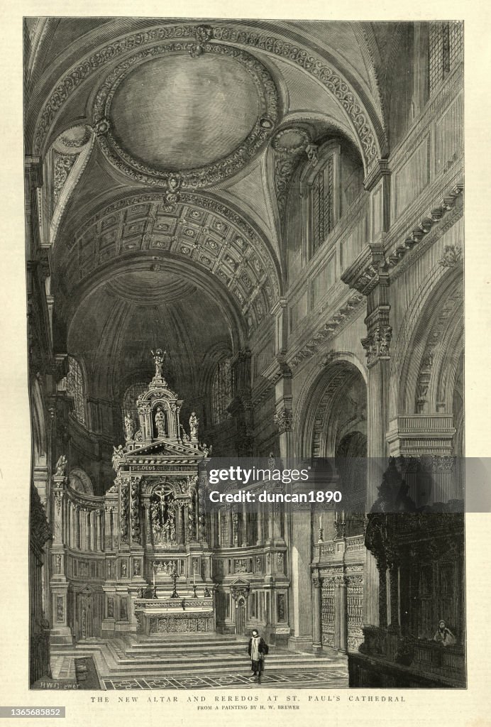 Altar and reredos at St Paul's Cathedral, London, Victorian 19th Century