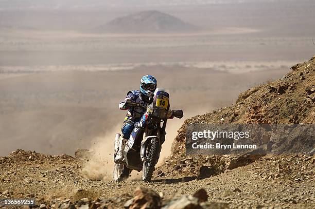 David Casteu of France and Yamaha Racing France/ELF in action during stage seven of the 2012 Dakar Rally from Copiapo to Copiapo on January 7, 2012...