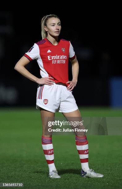 Leah Williamson of Arsenal in action during the FA Women's Continental Tyres League Cup Quarter Final match between Arsenal Women and Manchester...