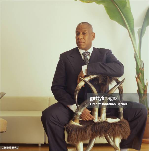 Fashion editor and stylist Andre Leon Talley is photographed in Jimmy Rodriguez's Penthouse on September 9, 2002 in New York City.