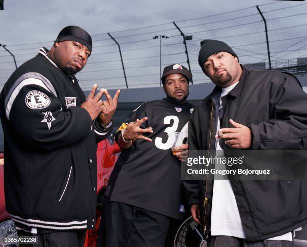 Hip-hop supergroup Westside Connection photographed at Irwindale Speedway on November 16, 2003 in Irwindale, California.