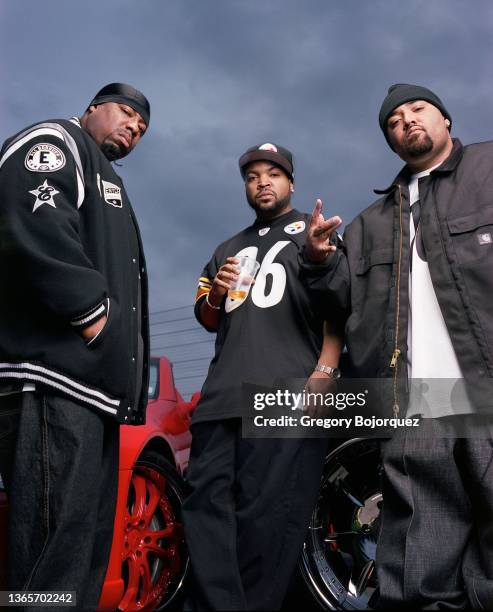 Hip-hop supergroup Westside Connection photographed at Irwindale Speedway on November 16, 2003 in Irwindale, California.