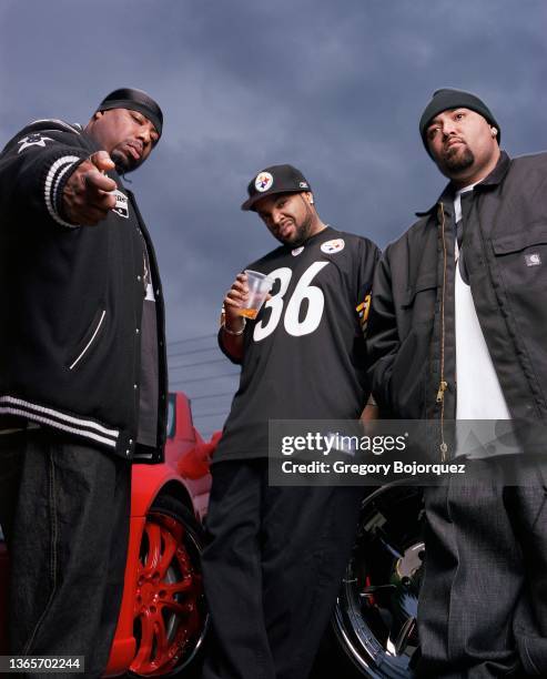 Hip-hop supergroup Westside Connection photographed at Irwindale Speedway on November 16, 2003 in Irwindale, California.