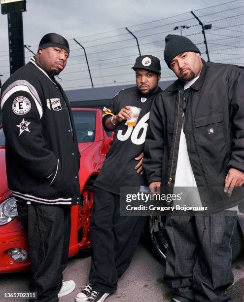 Hip-hop supergroup Westside Connection photographed at Irwindale Speedway on November 16, 2003 in Irwindale, California.