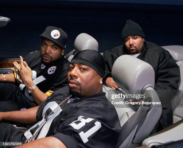 Hip-hop supergroup Westside Connection photographed at Irwindale Speedway on November 16, 2003 in Irwindale, California.