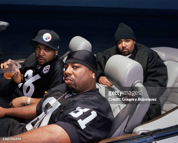 Hip-hop supergroup Westside Connection photographed at Irwindale Speedway on November 16, 2003 in Irwindale, California.