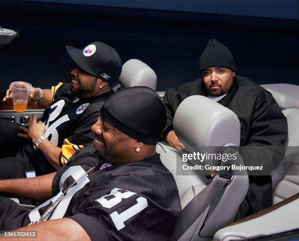 Hip-hop supergroup Westside Connection photographed at Irwindale Speedway on November 16, 2003 in Irwindale, California.