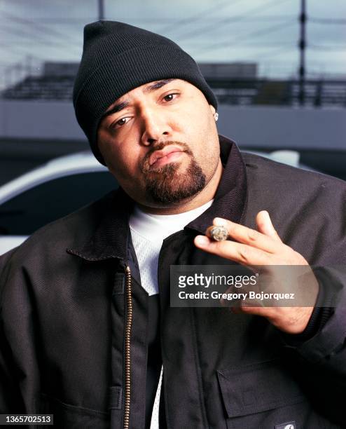 Rapper Mack 10 of the hip-hop supergroup Westside Connection photographed at Irwindale Speedway on November 16, 2003 in Irwindale, California.