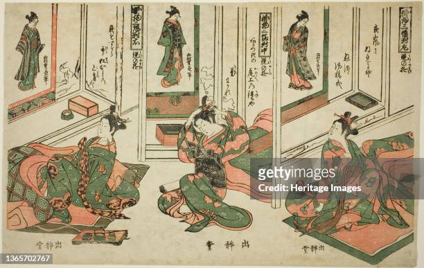 Set of Three Hanging Scrolls, Day Dream Plays , circa 1755. Artist Nishimura Shigenaga.