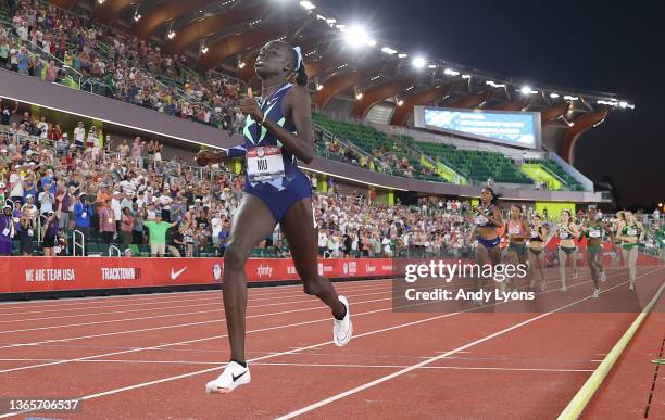 Athing Mu in the final of the women 800 Meter at Hayward Field on June 27, 2021 in Eugene, Oregon.