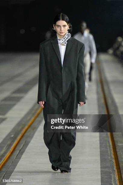 Meadow Walker walks the runway during the Y/Project Menswear Fall/Winter 2022-2023 show as part of Paris Fashion Week on January 19, 2022 in Paris,...