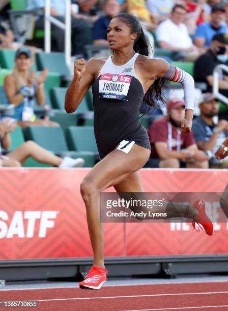 Gabby Thomas in the 200 Meter at Hayward Field on June 25, 2021 in Eugene, Oregon.