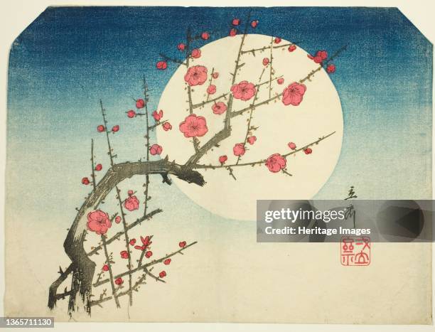 Red Plum Branch against the Summer Moon, c. Mid-1840s. Artist Ando Hiroshige.