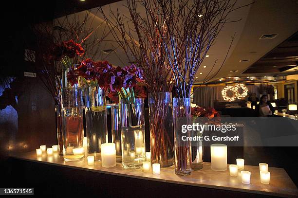 View of atmosphere inside the Rockefeller Center Annual Christmas Tree Lighting party presented by NBC 4 at the Rockefeller Center Cafe at...