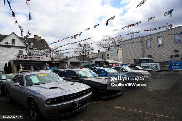 View of a used car dealership in Ridgewood, Queens New York on January 19, 2022. Inflation spiked to its highest level in four decades, sending...