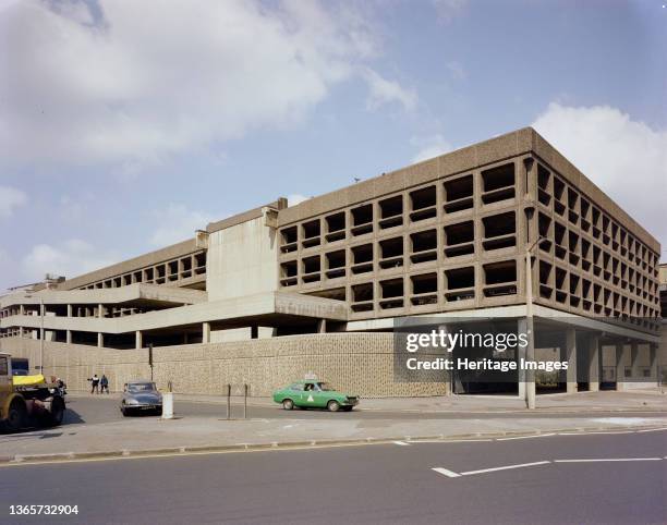Minories Car Park, 1 Shorter Street, City of London, . Minories Car Park from the south east. Laing built the Minories Car Park between July 1968 and...