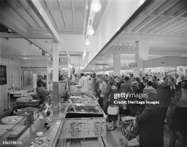 Bull Ring Centre, Birmingham, . The fish market at the Bull Ring Centre bustling with shoppers on the day it opened to the public. On 14th November...