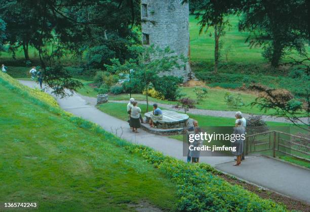 old retro vintage style positive film scan, blarney castle, medieval stronghold, near cork, ireland, antique photograph - blarney castle stock pictures, royalty-free photos & images