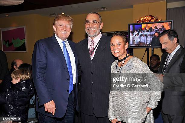 Donald Trump of "The Apprentice", General Manager and President, WNBC 4, Michael Jack, and wife Mary Jack attend the Rockefeller Center Annual...