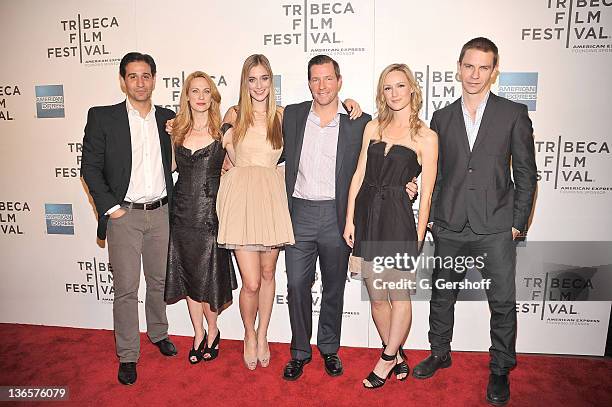 Actors Johnny Solo, Marsha Dietlein , Caitlin Fitzgerald, director/actor Edward Burns, and actors Kerry Bishe and Dara Coleman attend the premiere of...
