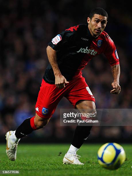 Hayden Mullins of Portsmouth in action during the FA Cup sponsored by Budweiser Third Round match between Chelsea and Portsmouth at Stamford Bridge...