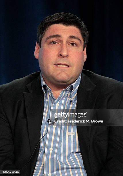 Executive producer Adam F. Goldberg speaks onstage during the spring comedy panel during the FOX Broadcasting Company portion of the 2012 Winter TCA...