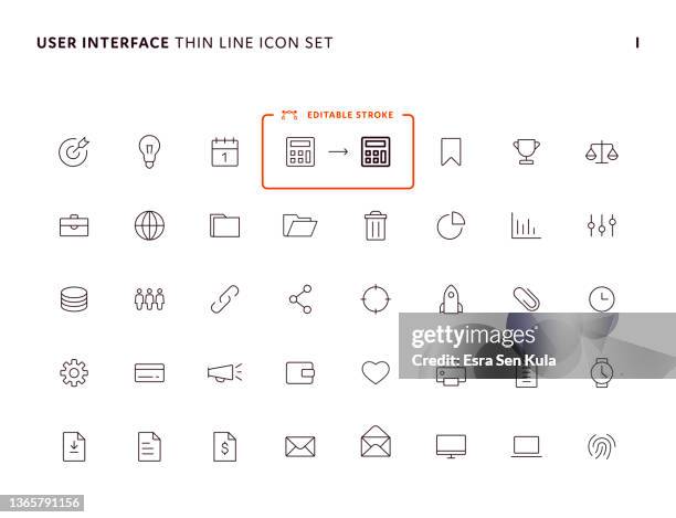 benutzeroberfläche einfacher thin line icon set - icon set stock-grafiken, -clipart, -cartoons und -symbole