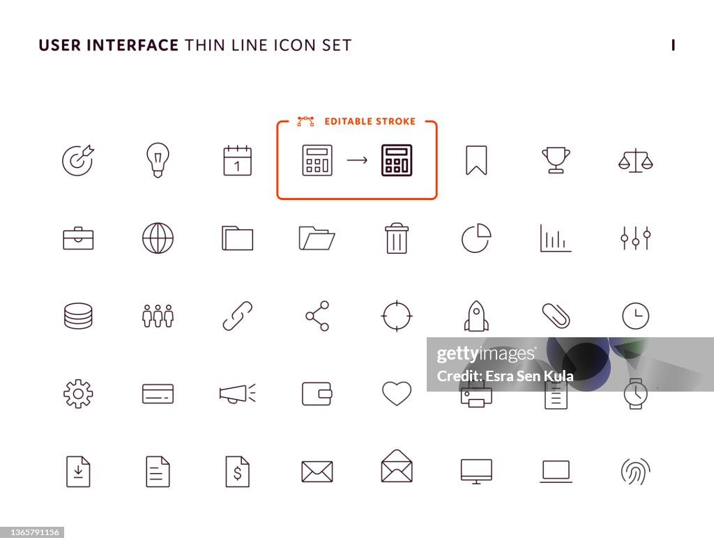 User Interface Simple Thin Line Icon Set