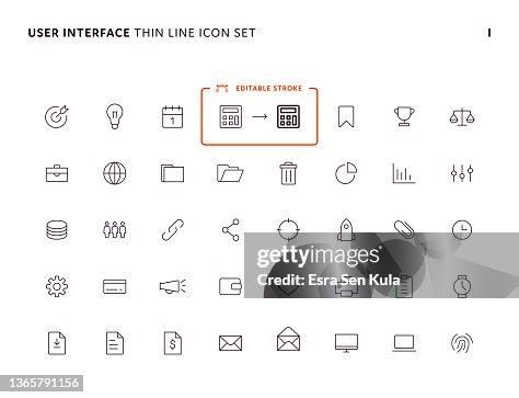 User Interface Simple Thin Line Icon Set User Interface Simple Thin Line Icon Set