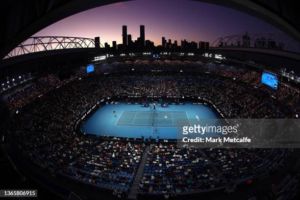 General view Rod Laver Arena during the second round singles match between Nick Kyrgios of Australia and Daniil Medvedev of Russia during day four of...