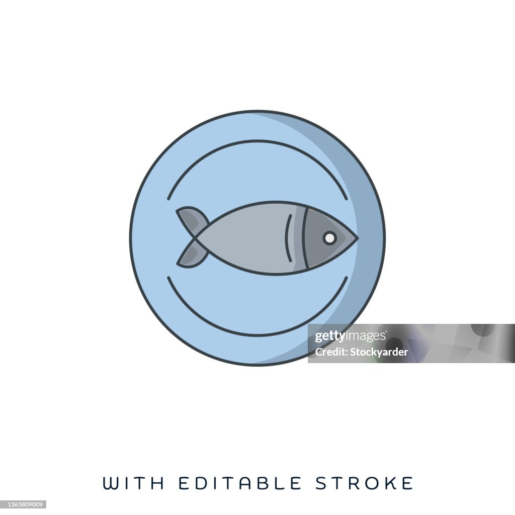Seafood Restaurant Flat & Line Icon