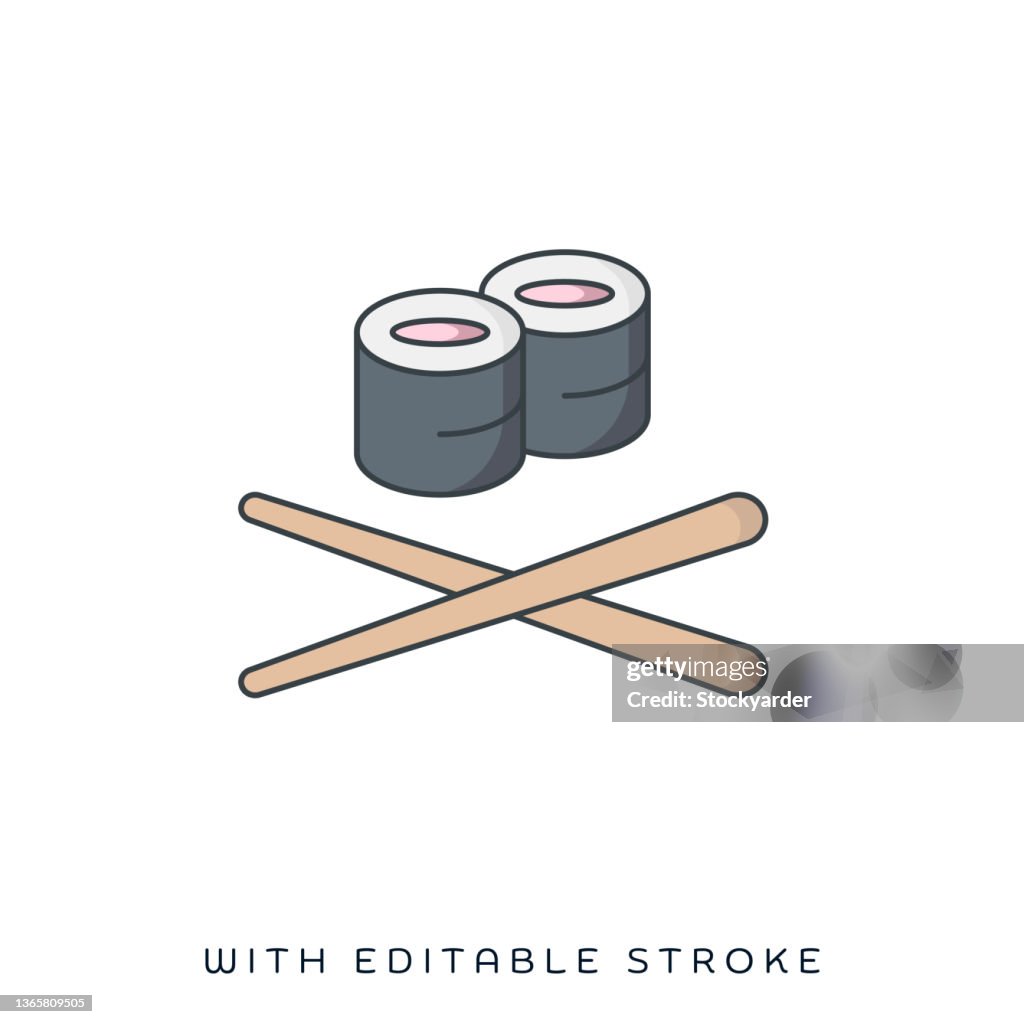 Japanese Restaurant Flat & Line Icon