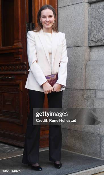 Princess Ingrid Alexandra visits The Supreme Court on January 20, 2022 in Oslo, Norway.