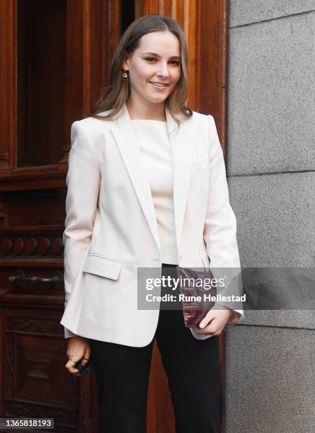 Princess Ingrid Alexandra visits The Supreme Court on January 20, 2022 in Oslo, Norway.