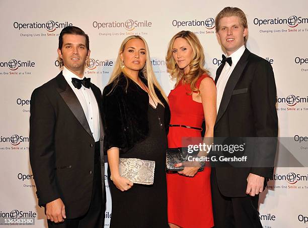 Donald Trump Jr., Vanessa Trump, Lara Yunaska and Eric Trump attend Operation Smile as they honor Santo Versace at The 2011 Smile Event at Cipriani,...