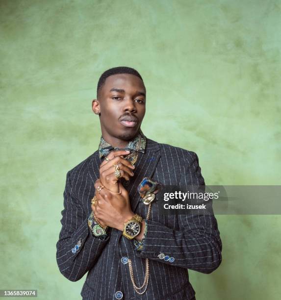 glamour portrait of elegant young man - jewellery design stock pictures, royalty-free photos & images