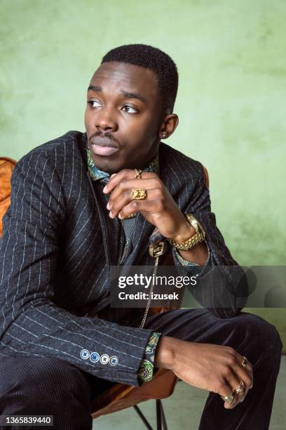 glamour portrait of elegant young man - men rings stock pictures, royalty-free photos & images