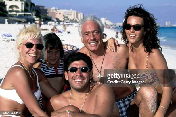 Diego Maradona pictured on a beach whilst on vacation in Cancun, Mexico in December, 1994